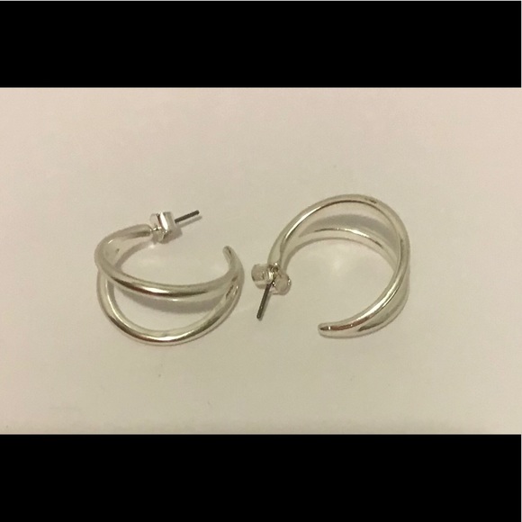 Lucky Brand Silver Tone Double Split Earrings - Picture 7 of 7